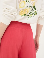 FatFace Red Shirred Wide Leg Palazzo Trousers - Image 4 of 5