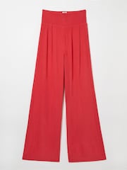 FatFace Red Shirred Wide Leg Palazzo Trousers - Image 5 of 5