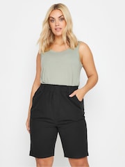 Yours Curve Black Cool 100% Cotton Shorts - Image 1 of 4