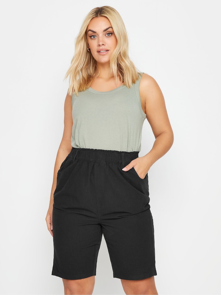 Yours Curve Black Cool 100% Cotton Shorts - Image 1 of 4