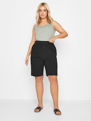 Yours Curve Black Cool 100% Cotton Shorts - Image 2 of 4