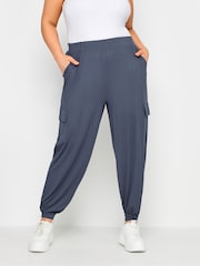 Yours Curve Grey Cargo Pocket Harem Joggers - Image 1 of 5