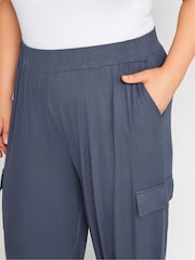 Yours Curve Grey Cargo Pocket Harem Joggers - Image 4 of 5