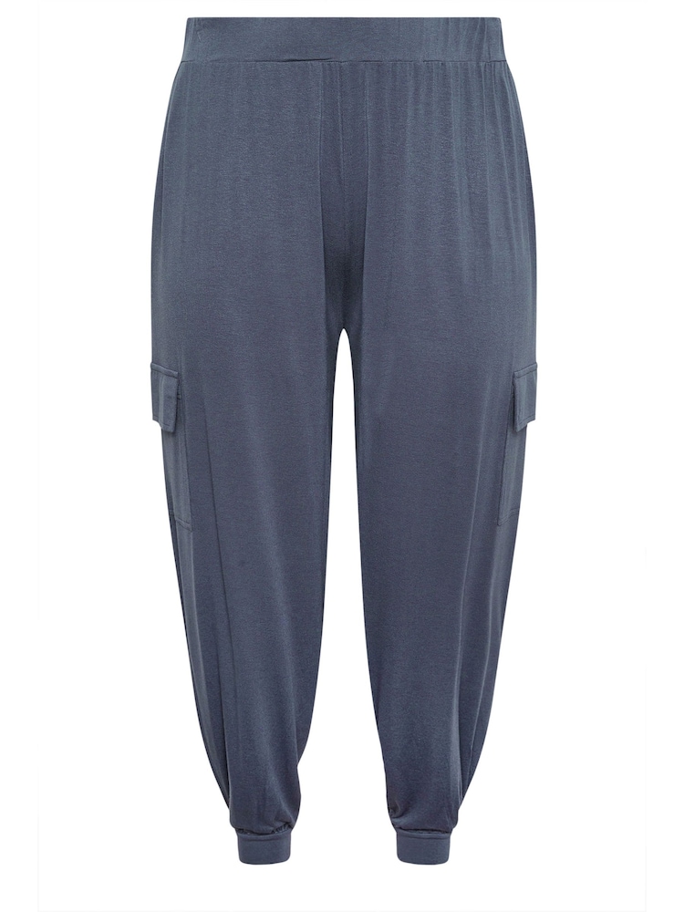 Yours Curve Grey Cargo Pocket Harem Joggers - Image 5 of 5