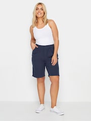 Yours Curve Navy Blue Cool 100% Cotton Shorts - Image 2 of 4