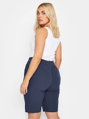 Yours Curve Navy Blue Cool 100% Cotton Shorts - Image 3 of 4