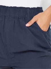Yours Curve Navy Blue Cool 100% Cotton Shorts - Image 4 of 4