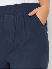 Yours Curve Blue Cool 100% Cotton Shorts With Jersey Waist Band - Image 3 of 5