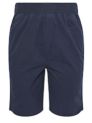 Yours Curve Blue Cool 100% Cotton Shorts With Jersey Waist Band - Image 5 of 5