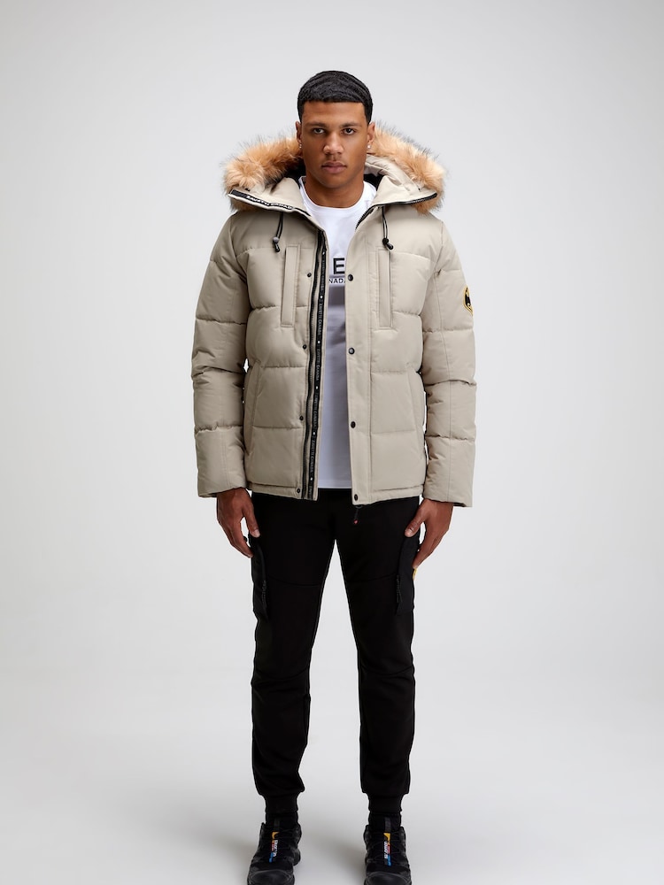 Песочный - Zavetti Canada Mens Oshawa 2.0 Дутая парка с отстегиваемым искусственным мехом - Изображение 1 из 6