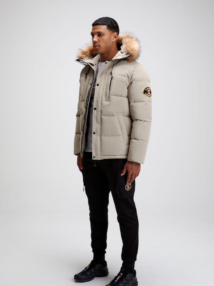 Песочный - Zavetti Canada Mens Oshawa 2.0 Дутая парка с отстегиваемым искусственным мехом - Изображение 2 из 6