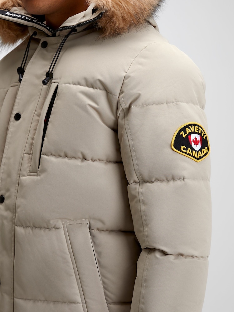 Песочный - Zavetti Canada Mens Oshawa 2.0 Дутая парка с отстегиваемым искусственным мехом - Изображение 6 из 6