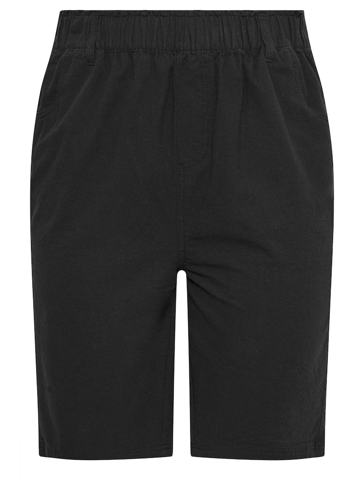 Yours Curve Black Cool 100% Cotton Shorts With Jersey Waist Band - Image 5 of 5