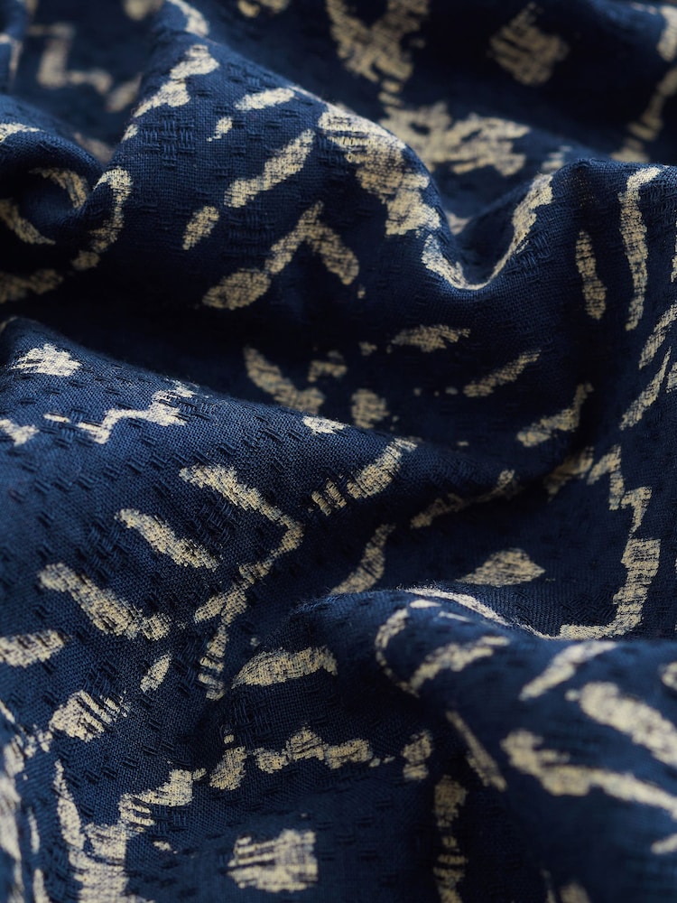 Blue 100% Cotton Textured Print Long Sleeve Shirt - Image 8 of 8