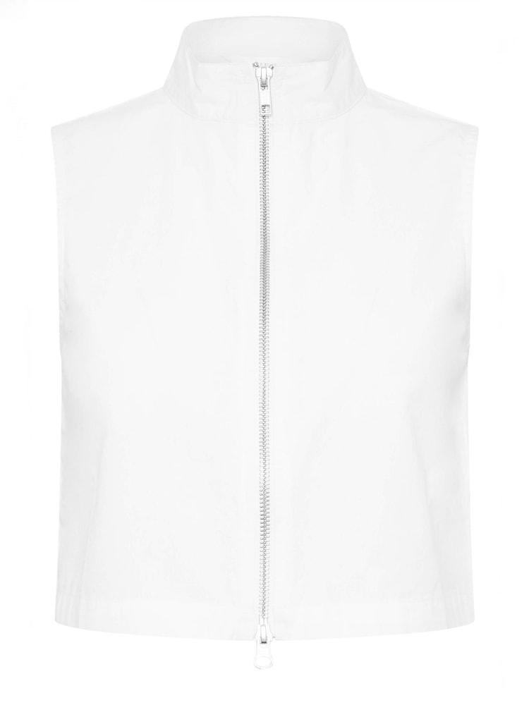 PixieGirl Petite White White 100% Cotton High Neck Zip Up Crop Top - Image 5 of 5