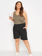Yours Curve Black Jogger Shorts - Image 2 of 7