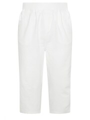 Yours Curve White Cool 100% Cotton Cropped Trousers With Jersey Waist Band - Image 5 of 5