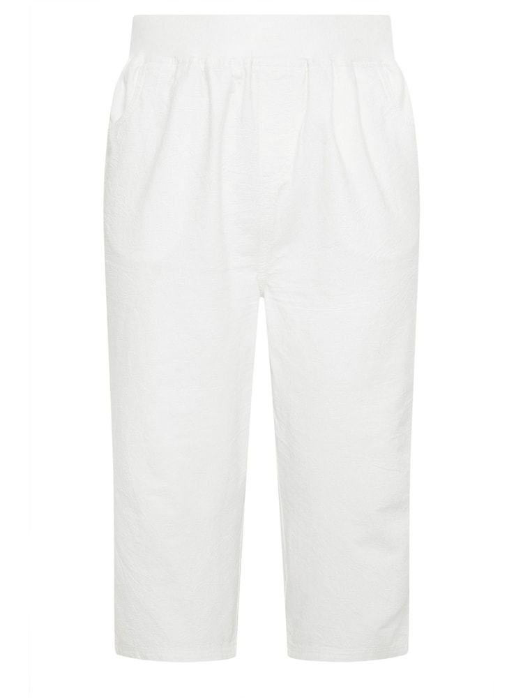 Yours Curve White Cool 100% Cotton Cropped Trousers With Jersey Waist Band - Image 5 of 5