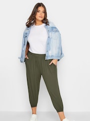 Yours Curve Green Cropped Harem Trousers - Image 2 of 5