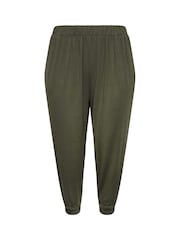 Yours Curve Green Cropped Harem Trousers - Image 4 of 5