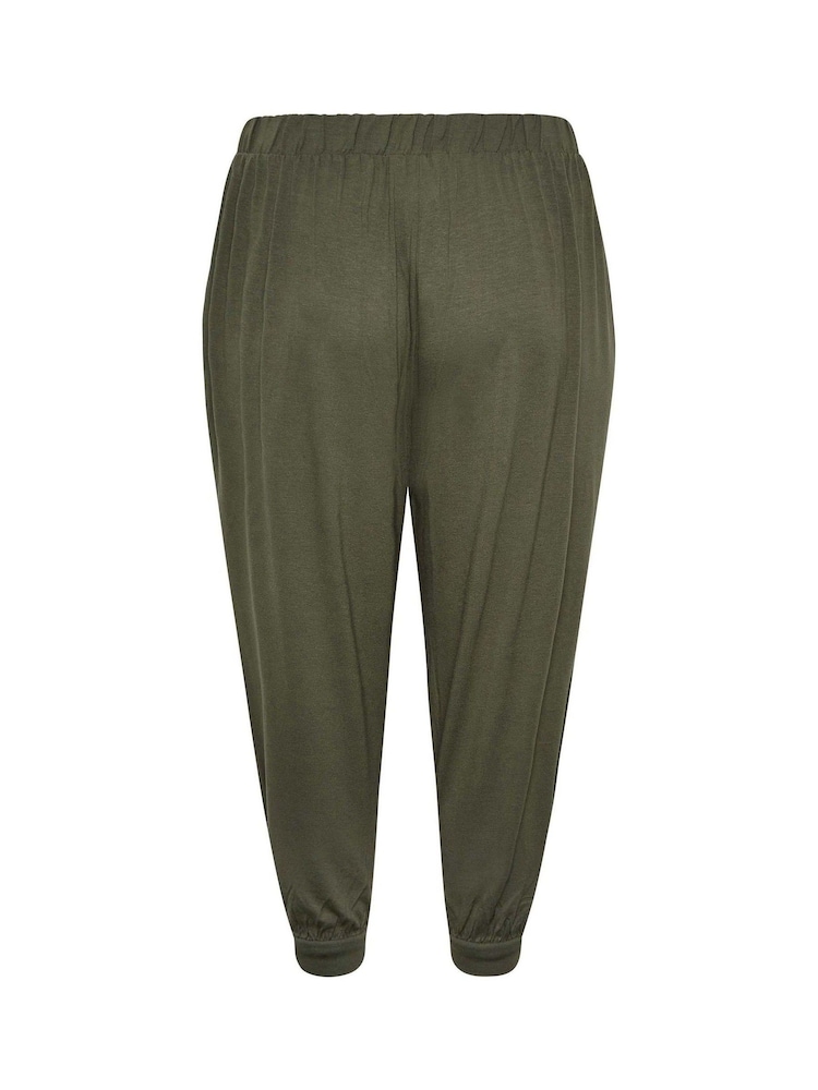 Yours Curve Green Cropped Harem Trousers - Image 5 of 5