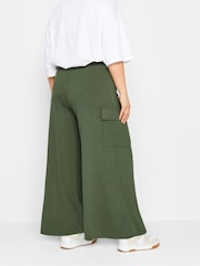 Yours Curve Green Jersey Wide Leg Cargo Trousers - Image 3 of 4