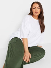 Yours Curve Green Jersey Wide Leg Cargo Trousers - Image 4 of 4