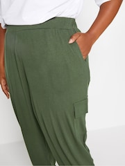 Yours Curve Green Cargo Pocket Harem Joggers - Image 4 of 5