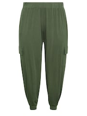 Yours Curve Green Cargo Pocket Harem Joggers - Image 5 of 5