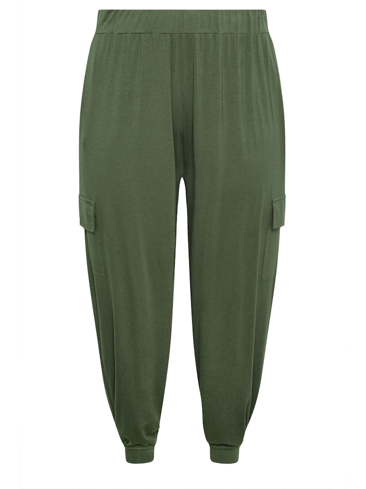 Yours Curve Green Cargo Pocket Harem Joggers - Image 5 of 5
