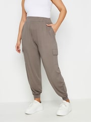Marrón - Yours Curve Cargo Pocket Harem Joggers - Imagen 1 de 4