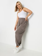 Marrón - Yours Curve Cargo Pocket Harem Joggers - Imagen 2 de 4