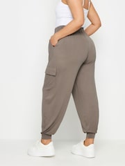 Marrón - Yours Curve Cargo Pocket Harem Joggers - Imagen 3 de 4