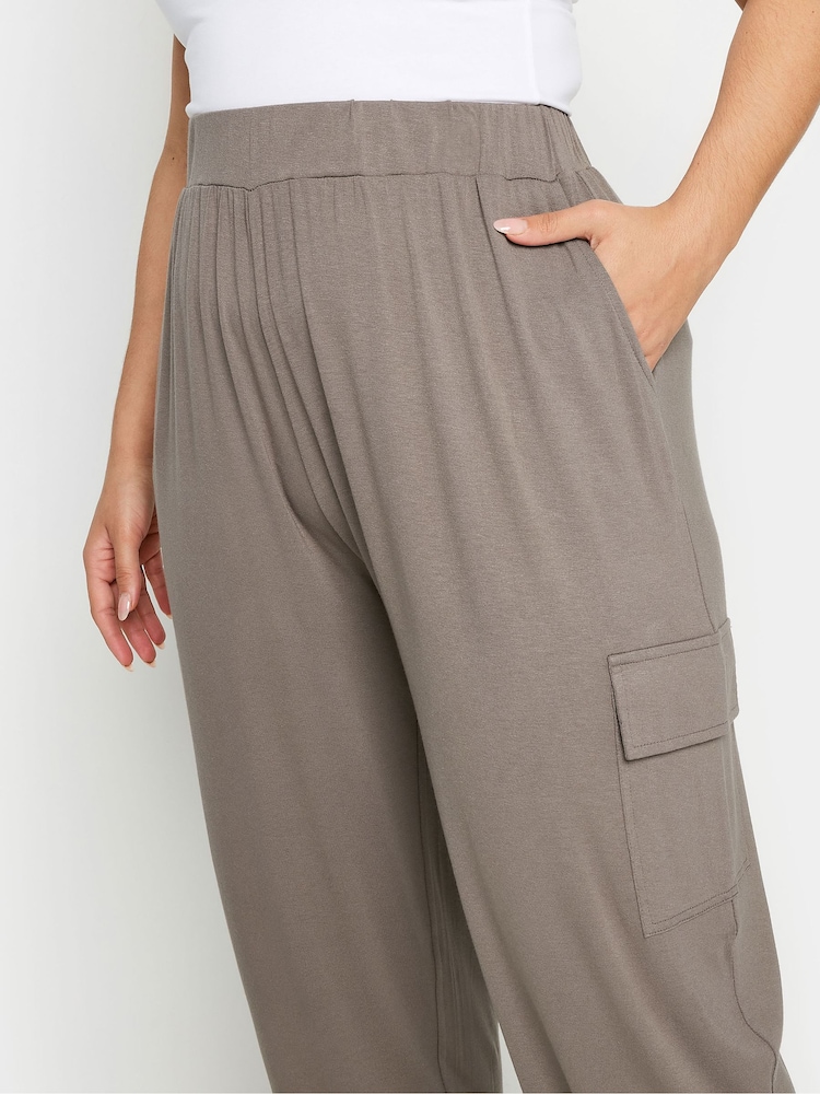 Marrón - Yours Curve Cargo Pocket Harem Joggers - Imagen 4 de 4
