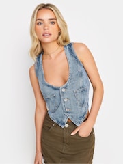 PixieGirl Petite Blue Denim 100% Cotton Waistcoat - Image 2 of 6