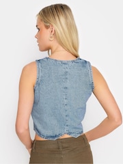 PixieGirl Petite Blue Denim 100% Cotton Waistcoat - Image 5 of 6