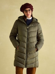 Joules Moorsdale Green Mid Length Showerproof Padded Coat - Image 1 of 9