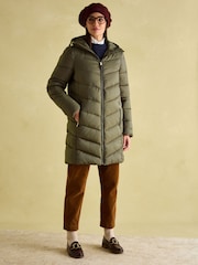 Joules Moorsdale Green Mid Length Showerproof Padded Coat - Image 5 of 9