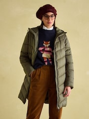 Joules Moorsdale Green Mid Length Showerproof Padded Coat - Image 7 of 9