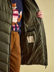 Joules Moorsdale Green Mid Length Showerproof Padded Coat - Image 8 of 9