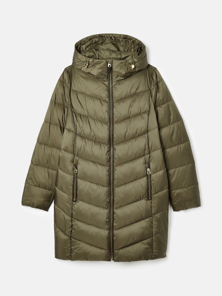 Joules Moorsdale Green Mid Length Showerproof Padded Coat - Image 9 of 9