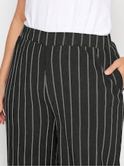 Yours Curve Black Stripe Textured Wide Leg Trousers - Image 4 of 4