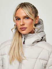 Светло-бежевый - укороченный дутый 100% хлопок Zavetti Canada Guilia куртка - Изображение 5 из 7