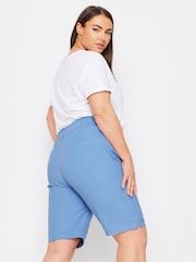 Yours Curve Mid Blue Cool 100% Cotton Shorts - Image 3 of 5