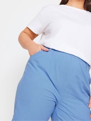 Yours Curve Mid Blue Cool 100% Cotton Shorts - Image 4 of 5