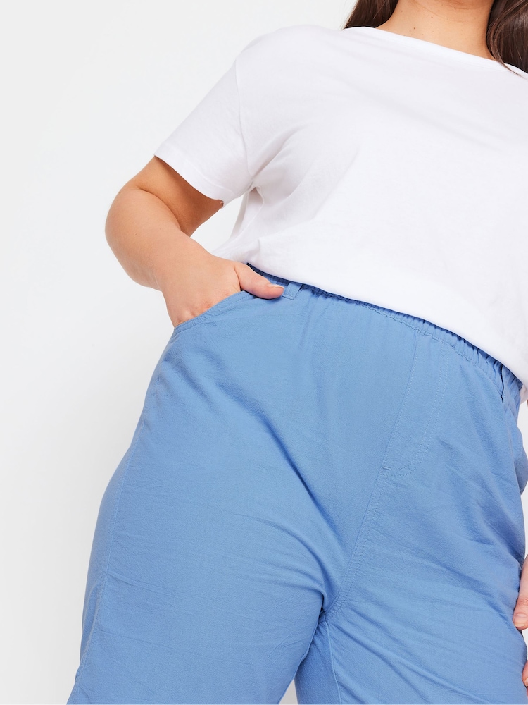 Yours Curve Mid Blue Cool 100% Cotton Shorts - Image 4 of 5
