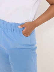 Yours Curve Mid Blue Cool 100% Cotton Shorts - Image 6 of 9
