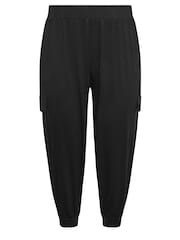 Negro - Yours Curve Cropped Cargo Harem Trousers - Imagen 5 de 5