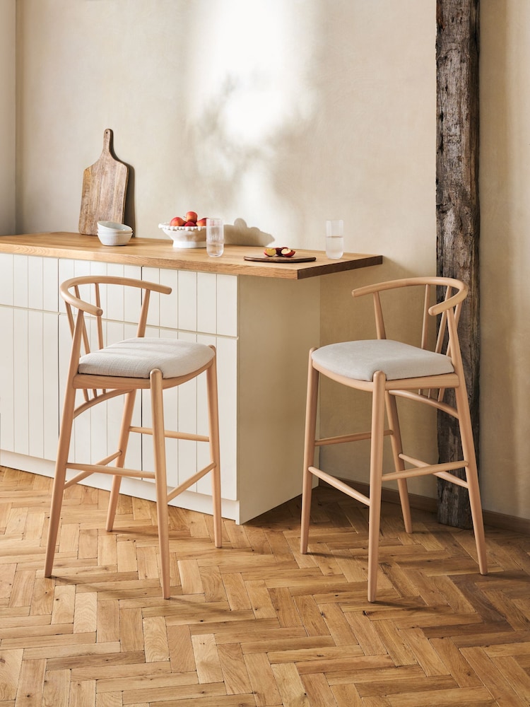 Natural Light Stockholm Soft Linen Look Leg Bar Stool - Image 1 of 7
