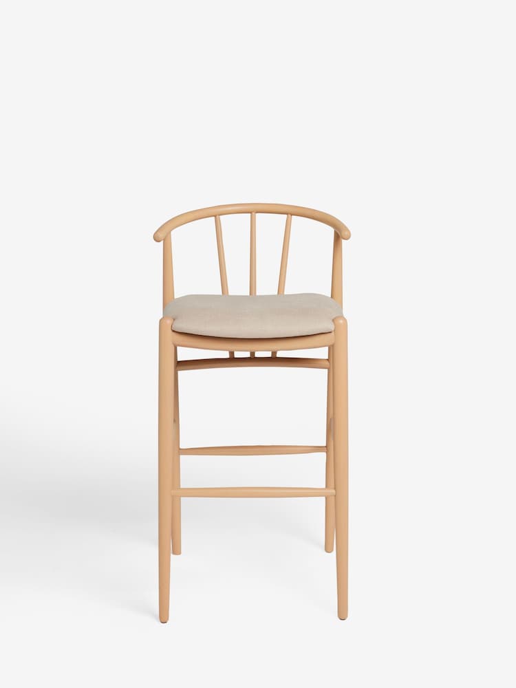 Natural Light Stockholm Soft Linen Look Leg Bar Stool - Image 2 of 7